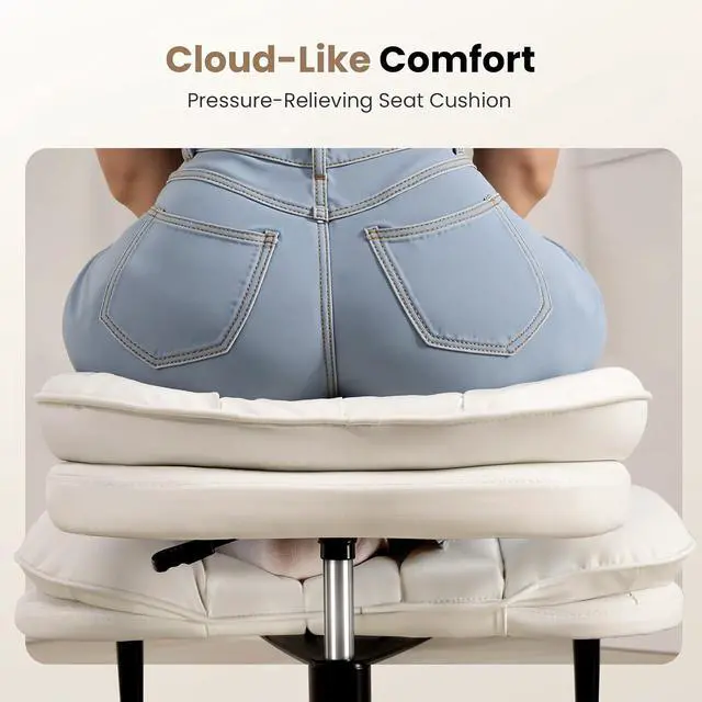 Alt view image 6 of 7 - Cross Legged Office Chair, Ergonomic Cloud Criss Cross Desk Chair, Meditation Chair with Wheels, Height Adjustable Seat for ADHD, Wide Kneeling Chair with Back Support