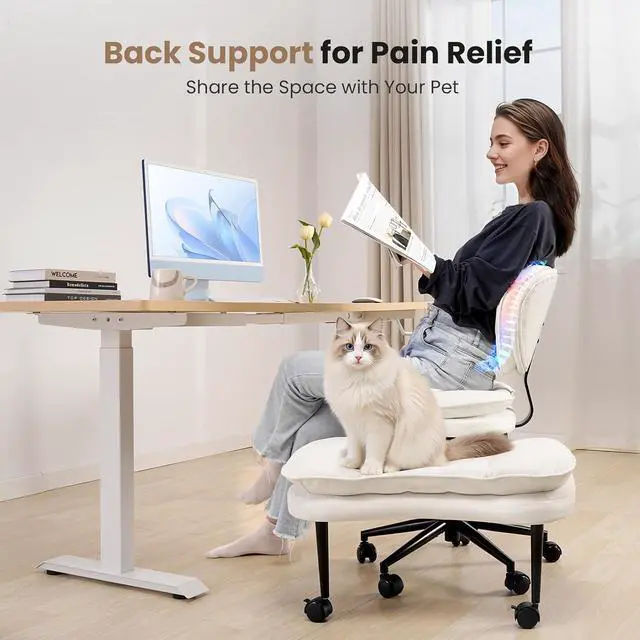 Alt view image 5 of 7 - Cross Legged Office Chair, Ergonomic Cloud Criss Cross Desk Chair, Meditation Chair with Wheels, Height Adjustable Seat for ADHD, Wide Kneeling Chair with Back Support