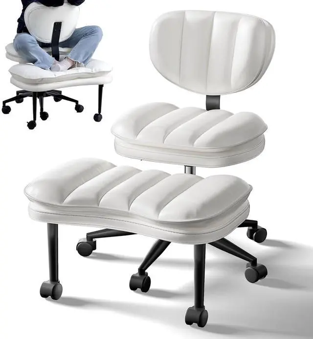 Main image of Cross Legged Office Chair, Ergonomic Cloud Criss Cross Desk Chair, Meditation Chair with Wheels, Height Adjustable Seat for ADHD, Wide Kneeling Chair with Back Support
