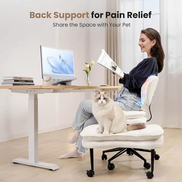 Alt view image 5 of 7 - Cross Legged Office Chair, Ergonomic Cloud Criss Cross Desk Chair, Meditation Chair with Wheels, Height Adjustable Seat for ADHD, Wide Kneeling Chair with Back Support