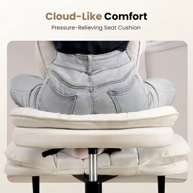 Alt view image 6 of 7 - Cross Legged Office Chair, Ergonomic Cloud Criss Cross Desk Chair, Meditation Chair with Wheels, Height Adjustable Seat for ADHD, Wide Kneeling Chair with Back Support