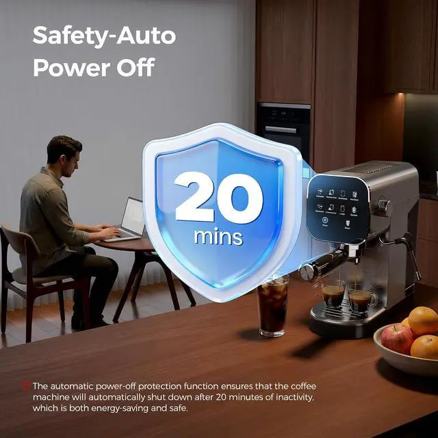 Alt view image 6 of 7 - Espresso Machine with Cold Brew, 20 Bar Coffee Maker Machine with Steam Milk Frother, Patbrela LED Touch Screen, Cappuccino/Latte/Mocha for Home