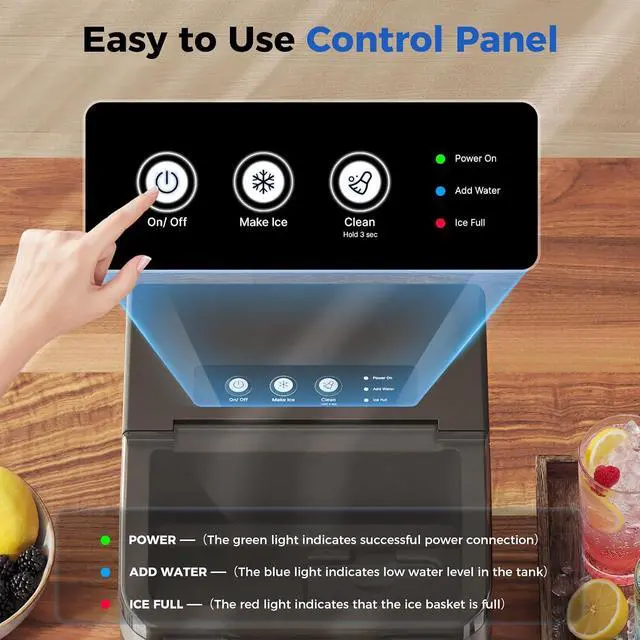Alt view image 5 of 7 - Nugget Ice Maker Countertop, 38lbs Per Day Portable Ice Machine, 8 Mins Fast Ice Making, Self-Cleaning, Pebble Ice Making for Home, Party, Camping