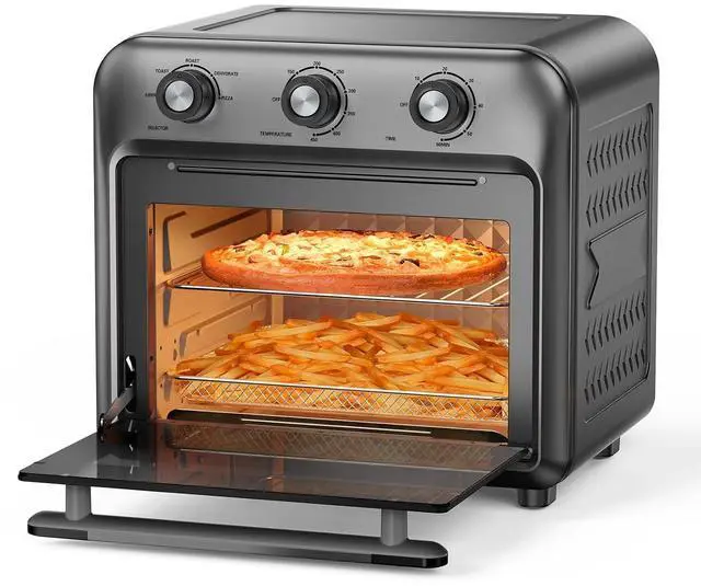 Main image of 19QT Air Fryer Toaster Oven with Convection, 5-in-1 Countertop Cooker, Visible Window, Oil Free, 1500W, Black