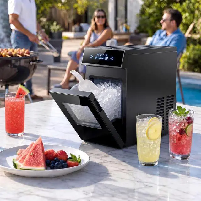 Alt view image 4 of 7 - Patbrela Nugget Ice Maker, 40lbs/24H Chewable Pebble Nugget Ice Machine with Self-Cleaning, Touch Screen, for Home, Kitchen, Office, RV