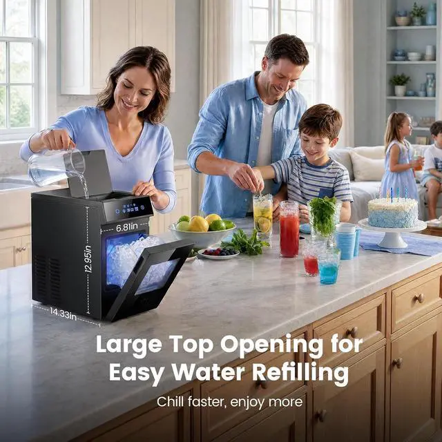 Alt view image 5 of 7 - Patbrela Nugget Ice Maker, 40lbs/24H Chewable Pebble Nugget Ice Machine with Self-Cleaning, Touch Screen, for Home, Kitchen, Office, RV