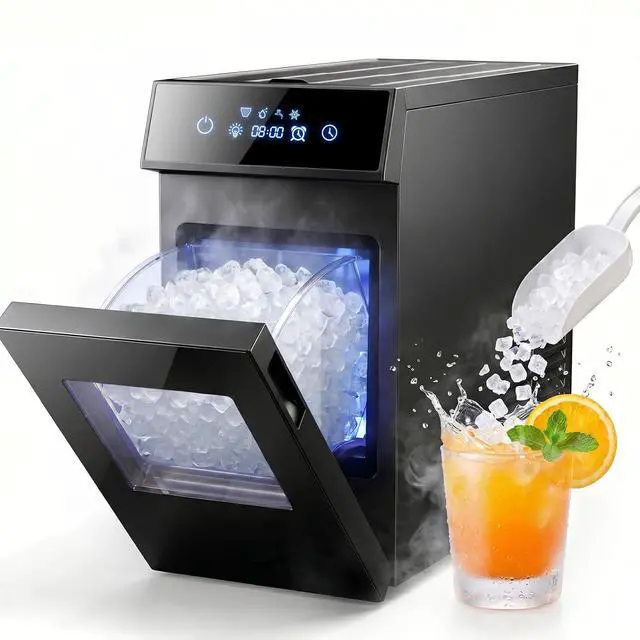 Alt view image 7 of 7 - Patbrela Nugget Ice Maker, 40lbs/24H Chewable Pebble Nugget Ice Machine with Self-Cleaning, Touch Screen, for Home, Kitchen, Office, RV