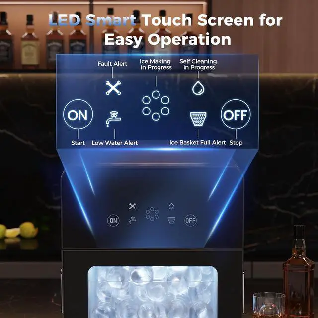 Alt view image 5 of 7 - Sphere Ice Maker,164pcs/Day,Ice Ball Maker with Self-Cleaning&Timer,LED Touch Screen,Large Capacity Ice Maker for Home Bar,Whiskey & Cocktails