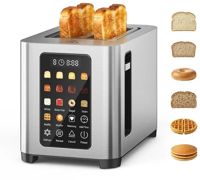 Main image of Toaster 2 Slices, 6 Bread Types & 8 Browning Settings, 1.6" Wide Slots for Bagels, Patbrela Full LED Color Touch Control, Breakfast for Home Kitchen