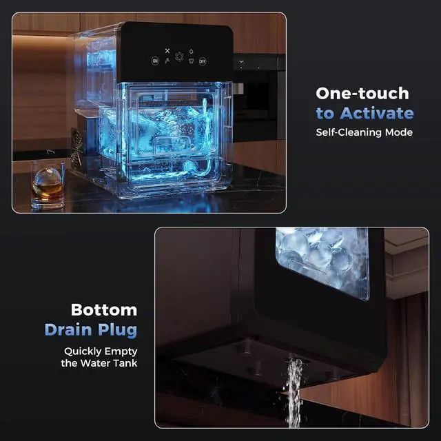 Alt view image 7 of 7 - Sphere Ice Maker,164pcs/Day,Ice Ball Maker with Self-Cleaning&Timer,LED Touch Screen,Large Capacity Ice Maker for Home Bar,Whiskey & Cocktails