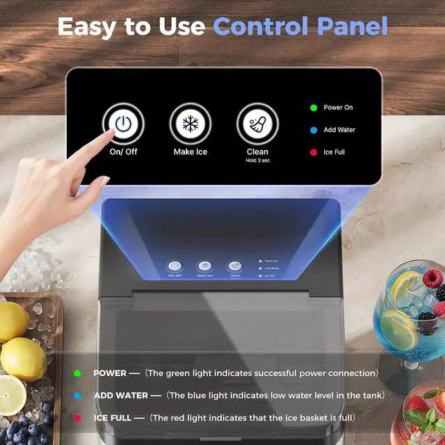 Alt view image 7 of 7 - Nugget Ice Maker Countertop, Ice Machine with 0.8 Gal Water Tank 8-10 Mins Fast Ice Making for Home, Camping, Kitchen
