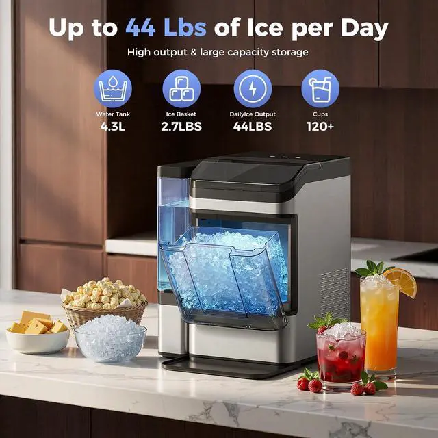 Alt view image 4 of 7 - Nugget Ice Maker Countertop, Ice Machine with 0.8 Gal Water Tank 8-10 Mins Fast Ice Making for Home, Camping, Kitchen