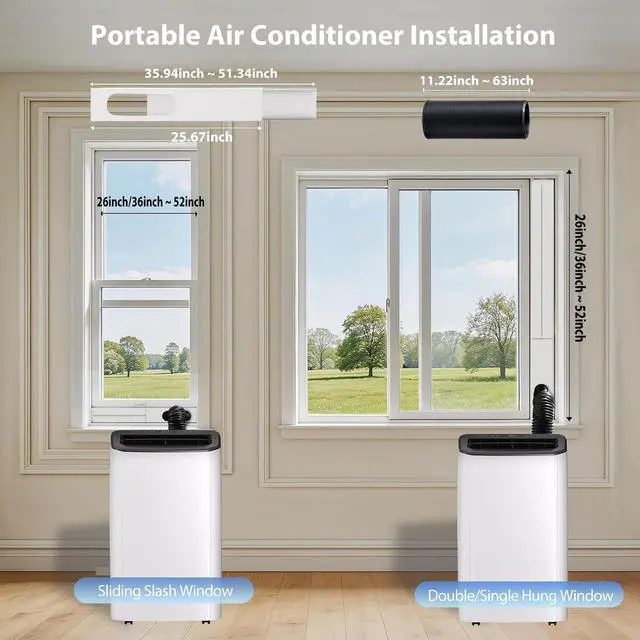 Alt view image 5 of 5 - 14000 BTU Portable Air Conditioner, AC Unit with Remote, Cool, Dehumidifier and Fan, Cools up to 800 Sq. Ft., 24H Timer Sleep Mode, for Bedroom