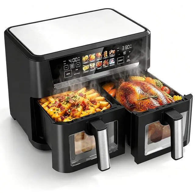 Main image of 13QT Dual Basket Air Fryer Oven, 2800W Dual Zone Air Fryer with Smart Sync & Match Cook, Independent Temperature Control, 10-in-1 Digital Touchscreen Countertop Toaster Oven for Family Meals, Black
