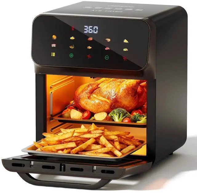 Main image of 10QT Air Fryer, Convection Oven With 10 Preset Cooking Mode, Bake, Roast, Reheat, Broiler, Dehydrate, Toaster Baker, 85% Oil-Less, Visible Window and LED Digital Color Display