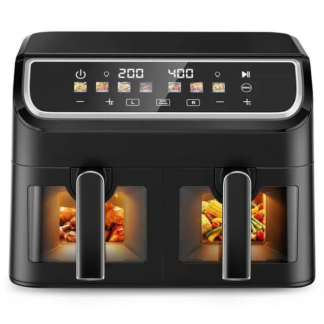 Main image of 10QT Air Fryer Dual Basket, SYNC Match Cook, Independent Dual Controls, 7 Food Presets, Roasting, Baking, Reheating, 1700W LED Color Display