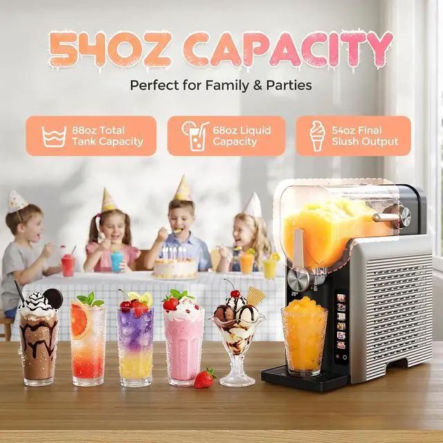 Alt view image 6 of 7 - 1.6L Slushie Machine & Soft Serve Ice Cream Maker with Rapid Freezing, Frozen Drink Machine, Slushie Maker, Margarita Machine for Home