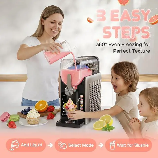 Alt view image 7 of 7 - 1.6L Slushie Machine & Soft Serve Ice Cream Maker with Rapid Freezing, Frozen Drink Machine, Slushie Maker, Margarita Machine for Home