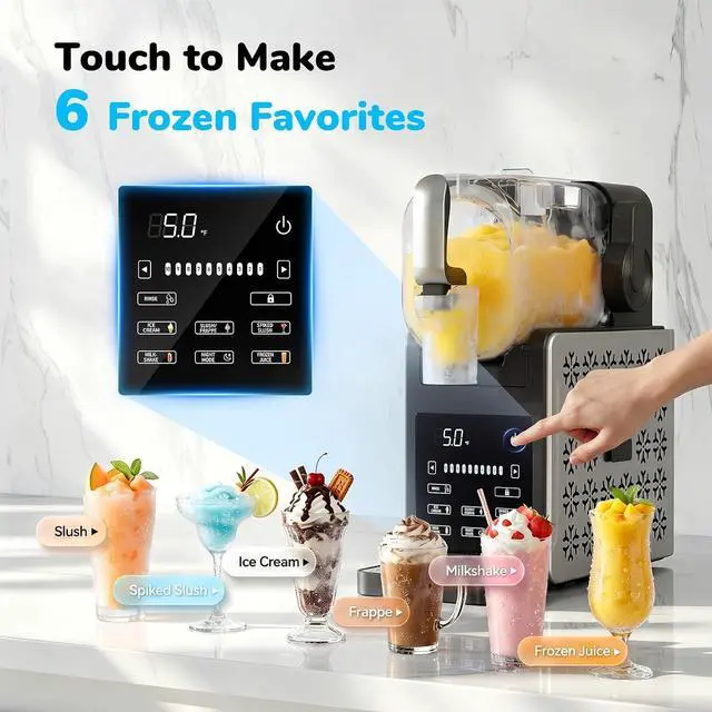 Alt view image 3 of 7 - 1.9L Slushie Machine & Soft Serve Ice Cream Maker with Rapid Freezing,8-in-1 85Oz Frozen Drink Machine, Slushie Maker, Margarita Machine for Home