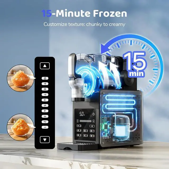 Alt view image 5 of 7 - 1.9L Slushie Machine & Soft Serve Ice Cream Maker with Rapid Freezing,8-in-1 85Oz Frozen Drink Machine, Slushie Maker, Margarita Machine for Home