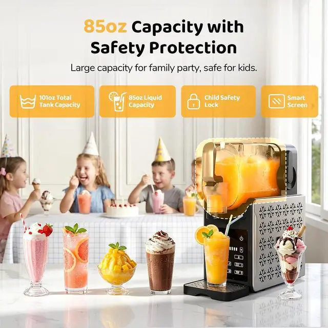 Alt view image 6 of 7 - 1.9L Slushie Machine & Soft Serve Ice Cream Maker with Rapid Freezing,8-in-1 85Oz Frozen Drink Machine, Slushie Maker, Margarita Machine for Home