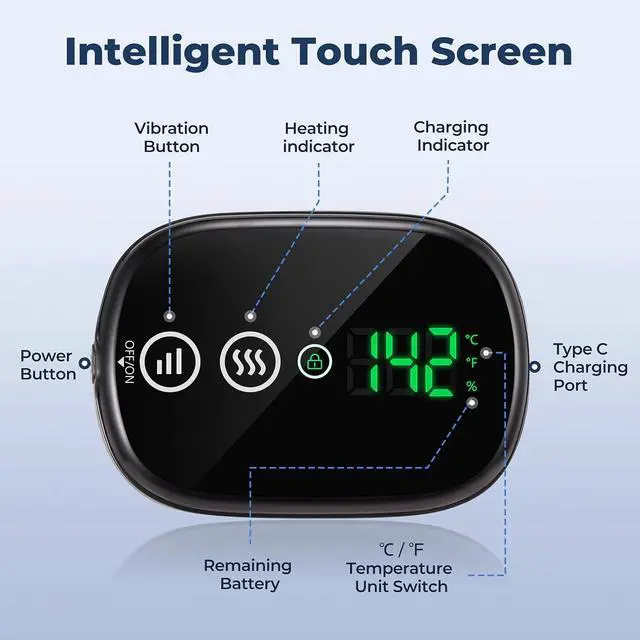 Alt view image 4 of 7 - Heated Knee Massager 2 pcs and Cordless Heating Pad with Massager for Back Pain Relief Bundles