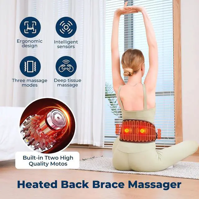 Alt view image 5 of 7 - Heated Knee Massager 2 pcs and Cordless Heating Pad with Massager for Back Pain Relief Bundles