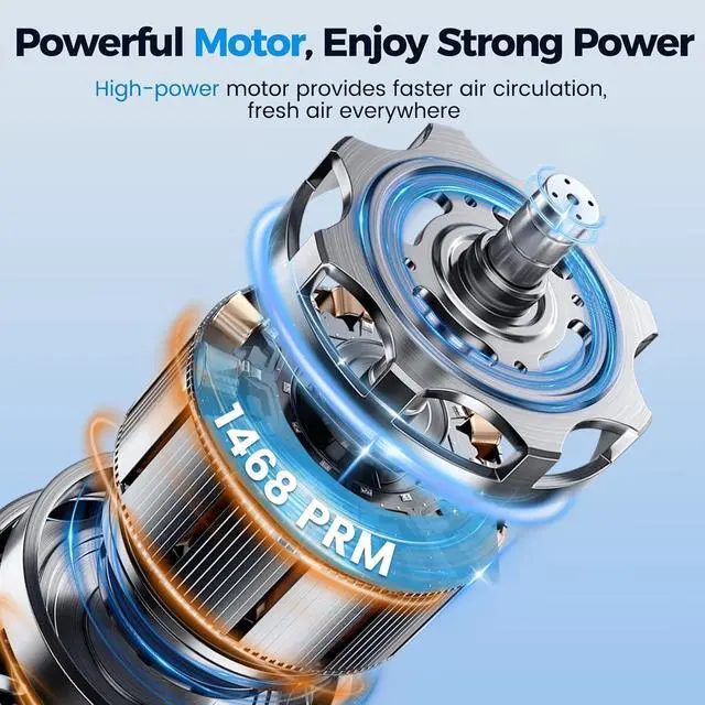 Alt view image 7 of 7 - Tower Fan, 31" Oscillating Standing Fan for Home, Floor Fan with 360° Dual Knob Control, 3 Speed, Timer Bladeless Fan for Bedroom Office