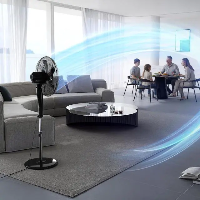 Alt view image 3 of 7 - Pedestal Fan with Remote, 3-Speed 90° Oscillating, 46"- 54" Height Adjustable, 12H Timer, 18" Floor Standing Fans for Bedroom, Living Room, Office