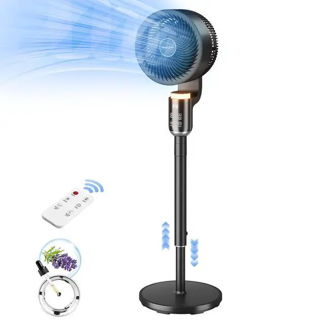 Alt view image 2 of 7 - Fan for Bedroom, Air Circulator Fans with Remote & RGB Light, 120° Horizontal + 90° Vertical Oscillating, 12 Speeds, 12H Timer, for Home