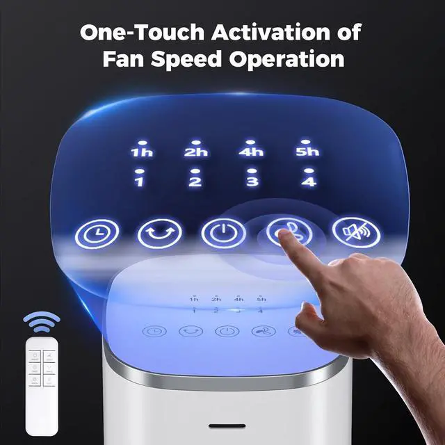 Alt view image 6 of 7 - 40" Smart Tower Fan for Bedroom, 90° Oscillating Cooling Fans with Remote,4 Speeds,26ft/s Airflow,12H Timer,28dB Quiet, Standing Floor Fan for Home