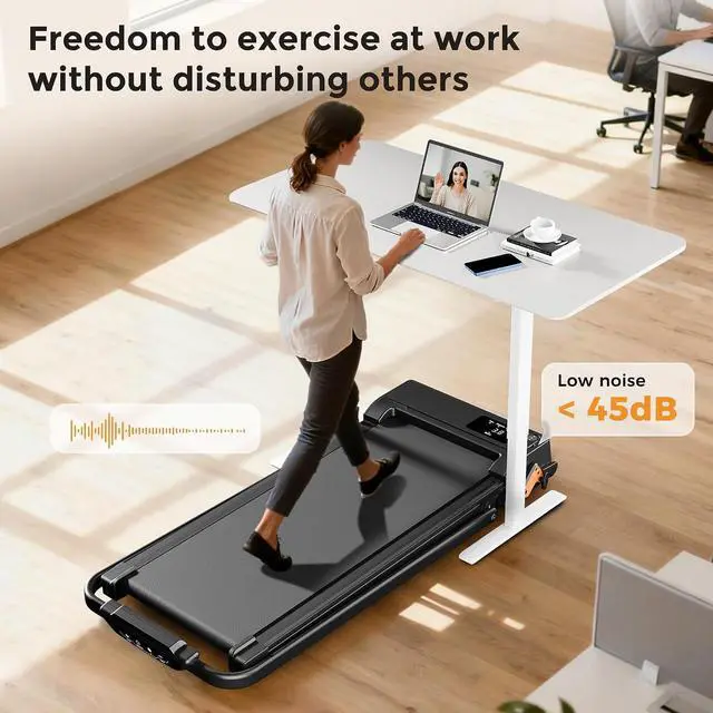 Alt view image 2 of 7 - Folding Treadmill with Incline, 2 in 1 Portable Walking Pad with Handle Bar for Home and Office, 2.5 HP Quiet Walking Jogging Running Machine with Remote Control, LED Display