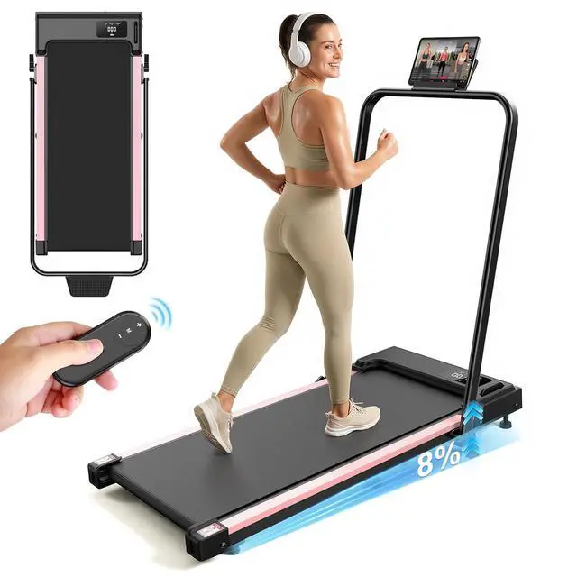 Alt view image 2 of 7 - Treadmill with Handles, Small Treadmills Home, Portable Electric Treadmills for Home 300 lbs Capacity,Walking Pad Treadmill