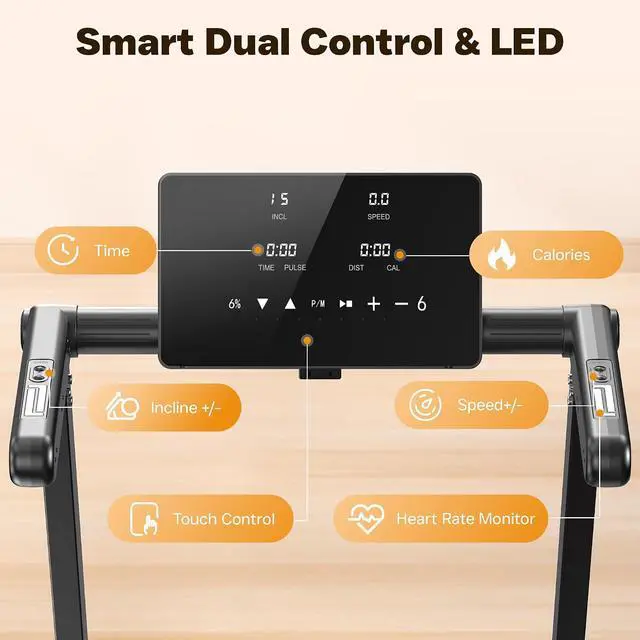 Alt view image 3 of 7 - Folding Treadmill, 3.0 HP Foldable Treadmill for Home Office, Walking Running Treadmill with LED Display for Exercise