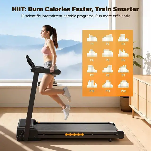 Alt view image 4 of 7 - Folding Treadmill, 3.0 HP Foldable Treadmill for Home Office, Walking Running Treadmill with LED Display for Exercise