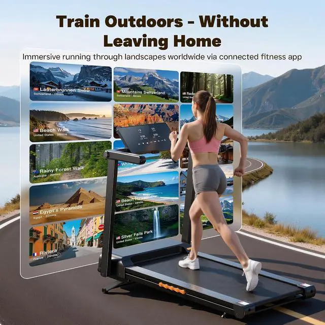 Alt view image 5 of 7 - Folding Treadmill, 3.0 HP Foldable Treadmill for Home Office, Walking Running Treadmill with LED Display for Exercise