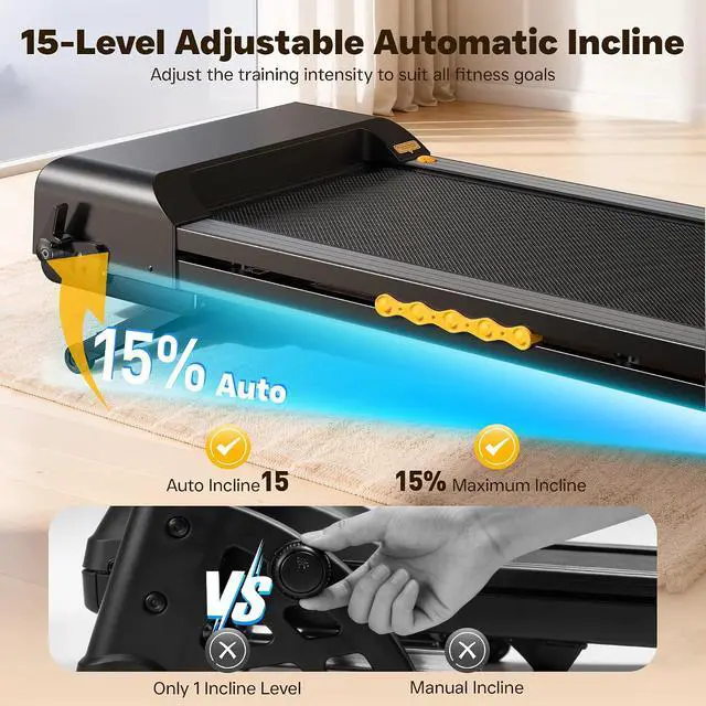 Alt view image 6 of 7 - Folding Treadmill, 3.0 HP Foldable Treadmill for Home Office, Walking Running Treadmill with LED Display for Exercise
