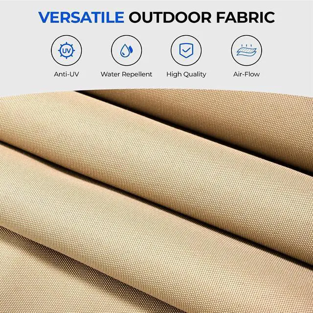 Alt view image 7 of 7 - Patio Umbrella 48 LED Colorful Lights, 15ft Double Sided Outdoor Large Rectangular Patio Umbrella with Crank Handle, for Lawn Garden, Home, Outdoor Activities, Beige(with Base)