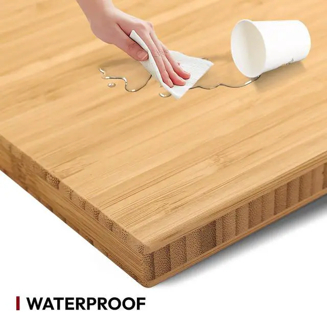 Alt view image 4 of 7 - 60"x230" Solid Bamboo Workbench Top, Heavy Duty Butcher Block Desktop for Garage Workbench, Standing Desk, Office Table, Kitchen Countertop, DIY Projects, Durable Curved Natural Bamboo Board