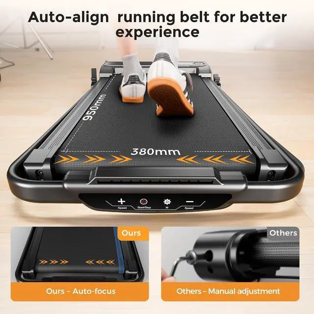 Alt view image 6 of 7 - Folding Treadmill with Incline, 2 in 1 Portable Walking Pad with Handle Bar for Home and Office, 2.5 HP Quiet Walking Jogging Running Machine with Remote Control, LED Display