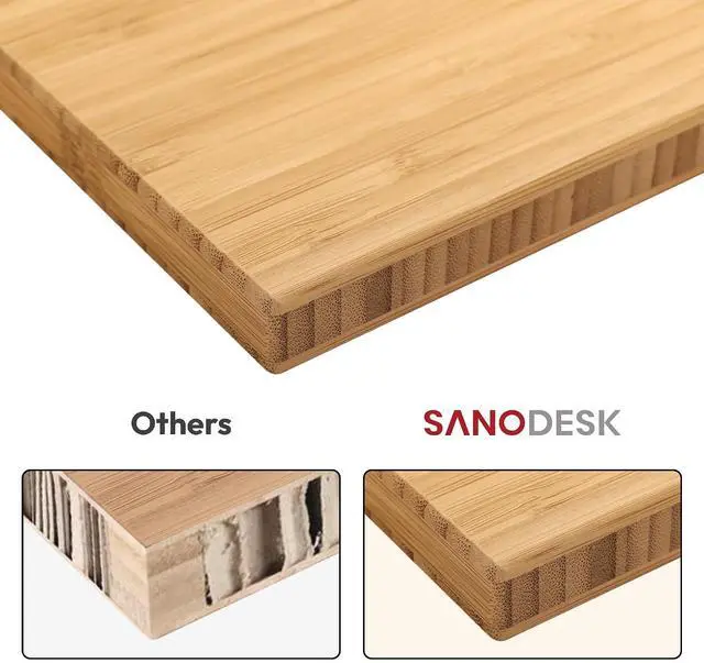 Alt view image 4 of 7 - 48"x24" Solid Bamboo Workbench Top, Heavy Duty Butcher Block Desktop for Garage Workbench, Standing Desk, Office Table, Kitchen Countertop, DIY Projects, Durable Curved Natural Bamboo Board
