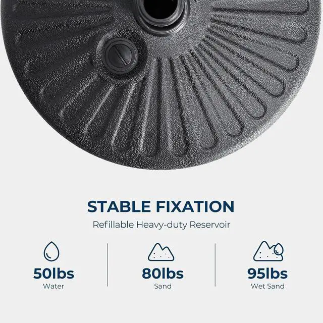 Alt view image 2 of 7 - 80lbs Patio Umbrella Base, Heavy Duty Base for Outdoor Market Umbrella, Fillable Weights with High-Density HDPE Material, Black