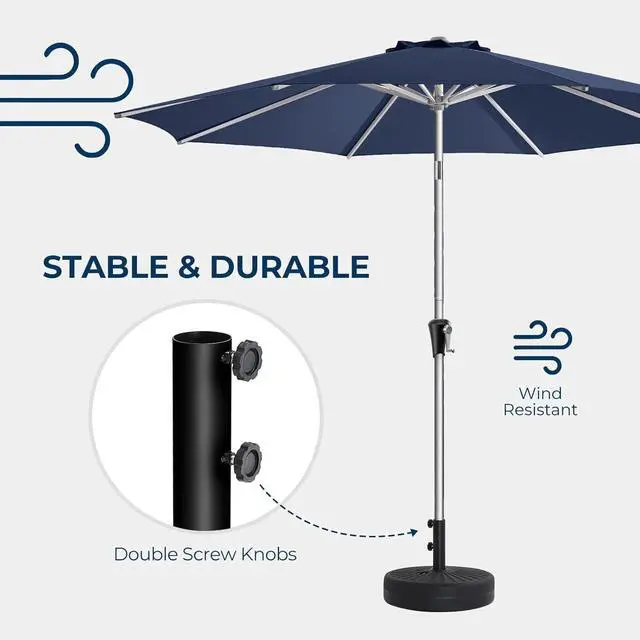 Alt view image 4 of 7 - 80lbs Patio Umbrella Base, Heavy Duty Base for Outdoor Market Umbrella, Fillable Weights with High-Density HDPE Material, Black
