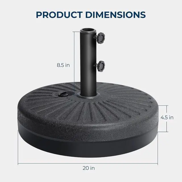 Alt view image 6 of 7 - 80lbs Patio Umbrella Base, Heavy Duty Base for Outdoor Market Umbrella, Fillable Weights with High-Density HDPE Material, Black