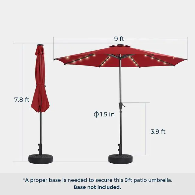 Alt view image 2 of 7 - 7.5ft Solar Polyester 18 LED Lighted Patio Umbrella with Tilt Adjustment and UV-Resistant Fabric,for Garden,Deck,Backyard,Pool and Beach, Blue (HY11-7.5)
