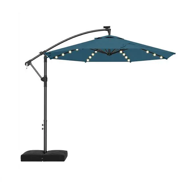 Main image of 10ft Cantilever Hanging Outdoor Umbrella (Includes Base), 360-Degree Rotation Patio Umbrella for Backyard, Deck, Poolside and Garden, Blue