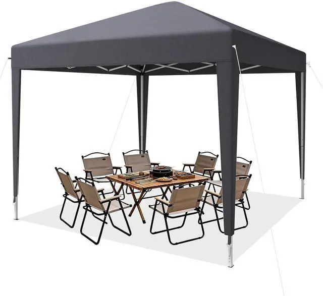 Main image of 10x10 Pop Up Canopy, Easy Setup Adjustable Canopy Tent with Stakes & Ropes for Outdoor Camping, Party, Backyard, Gray