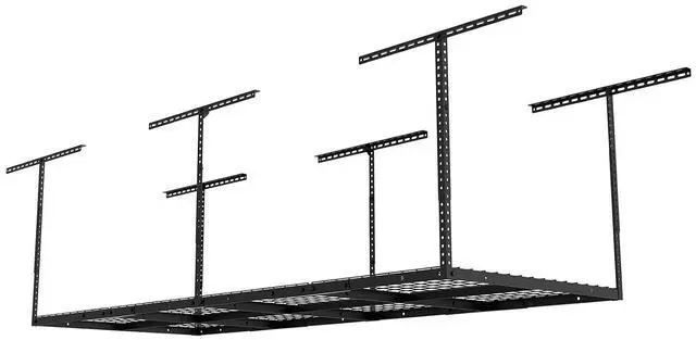Main image of 3ftx8ft Overhead Garage Storage Rack, Heavy-Duty Metal Garage Ceiling Storage Rack, 22''-40" Adjustable Ceiling Drop-Down, 750 lb. Loading Weight Capacity, Black