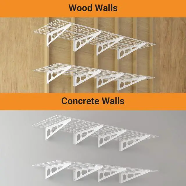 Alt view image 6 of 7 - 2x6 ft Garage Shelving, 2-Pack Wall-Mounted Shelves for Garage, Kitchen, Pantry Storage, 800 lbs Total Load Capacity Storage Wall Shelving, White