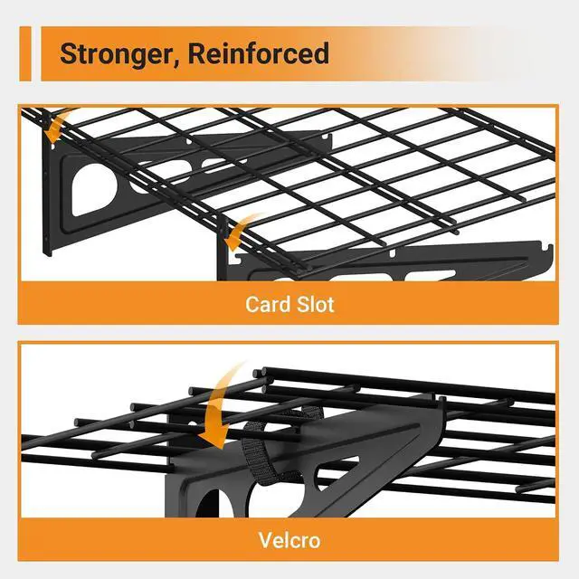 Alt view image 4 of 7 - 1x6 ft Garage Shelving, 2-Pack Wall-Mounted Shelves for Garage, Kitchen, Pantry Storage, 600 lbs Total Load Capacity Shelving, Black